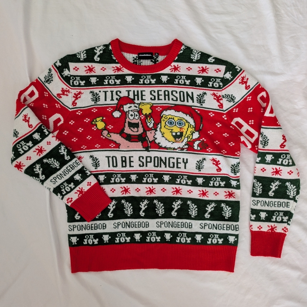 Nickelodeon SpongeBob SquarePants Ugly Christmas Holiday Sweater Size XL